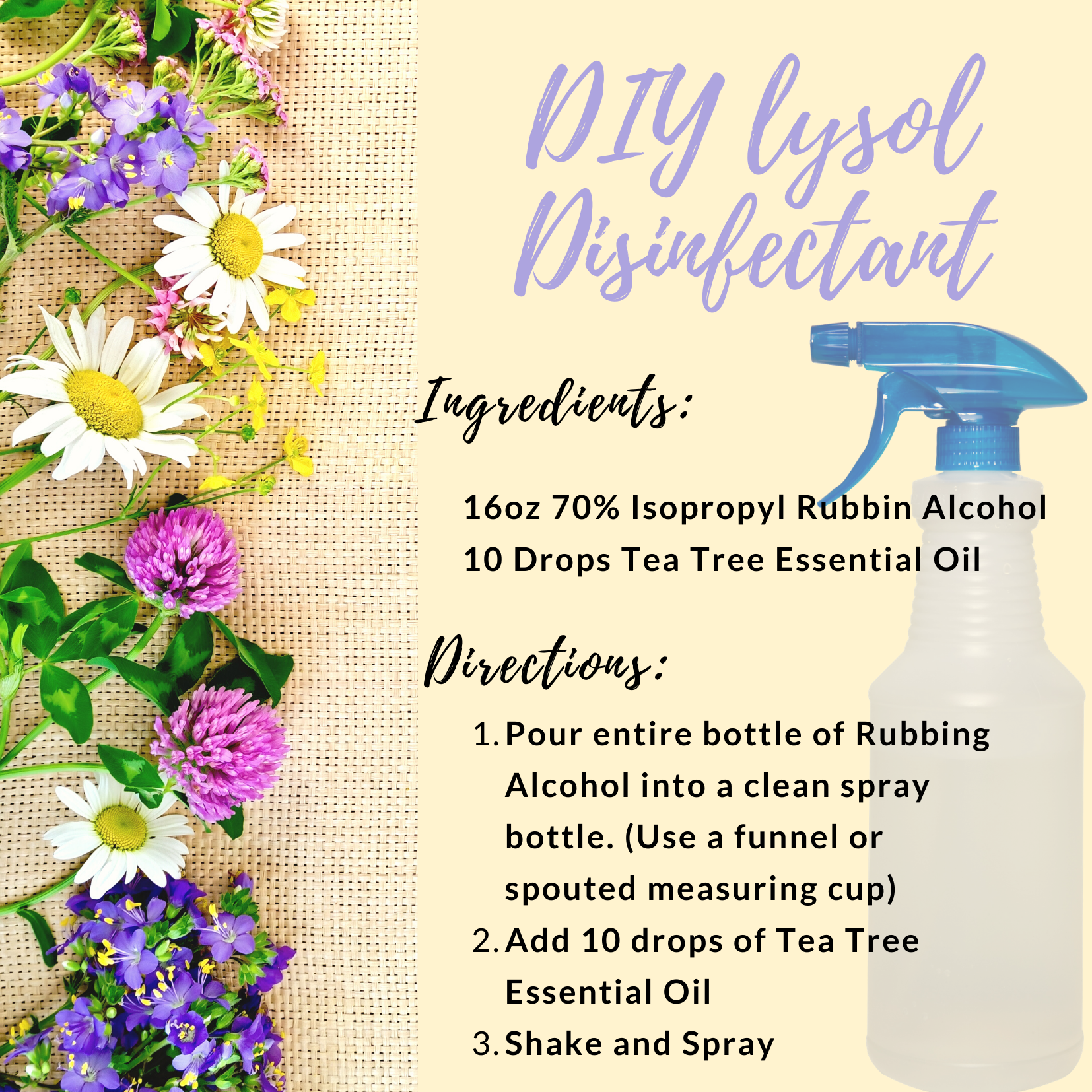 Homemade lysol disinfectant deals spray
